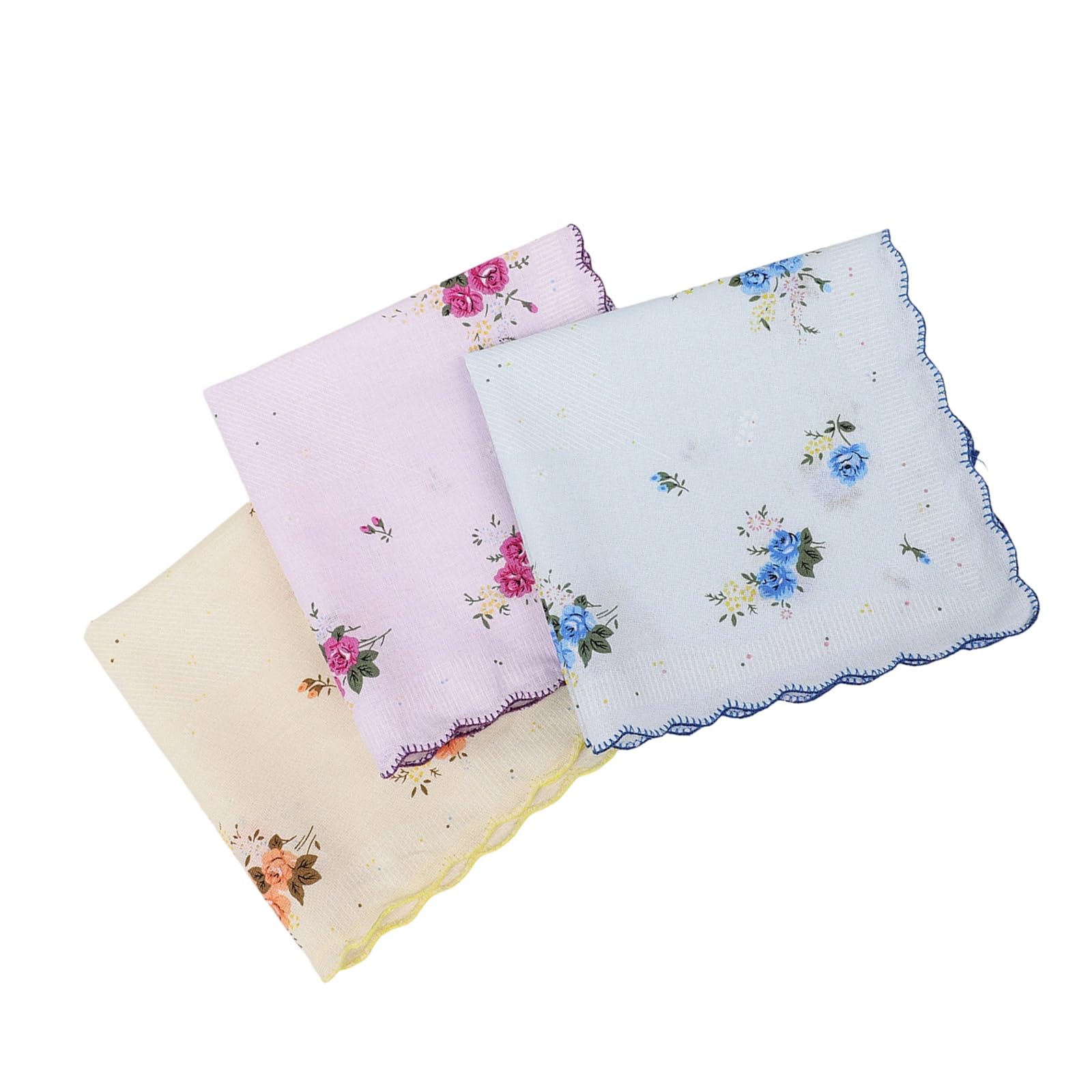 Fentency 12 Piece Set Premium Combed Cotton Handkerchiefs Delicate Lace Edging for Weddings Special Occasion