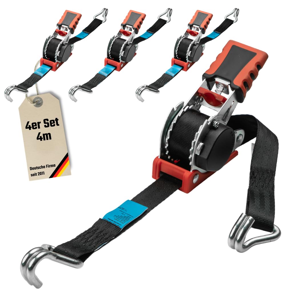 Cinghia di ancoraggio automatica a cricchetto 2,2 m 25 mm gancio a punta 002 LC 125 daN STF 27 daN DIN EN 12195-2 cinghia di avvolgimento nero
