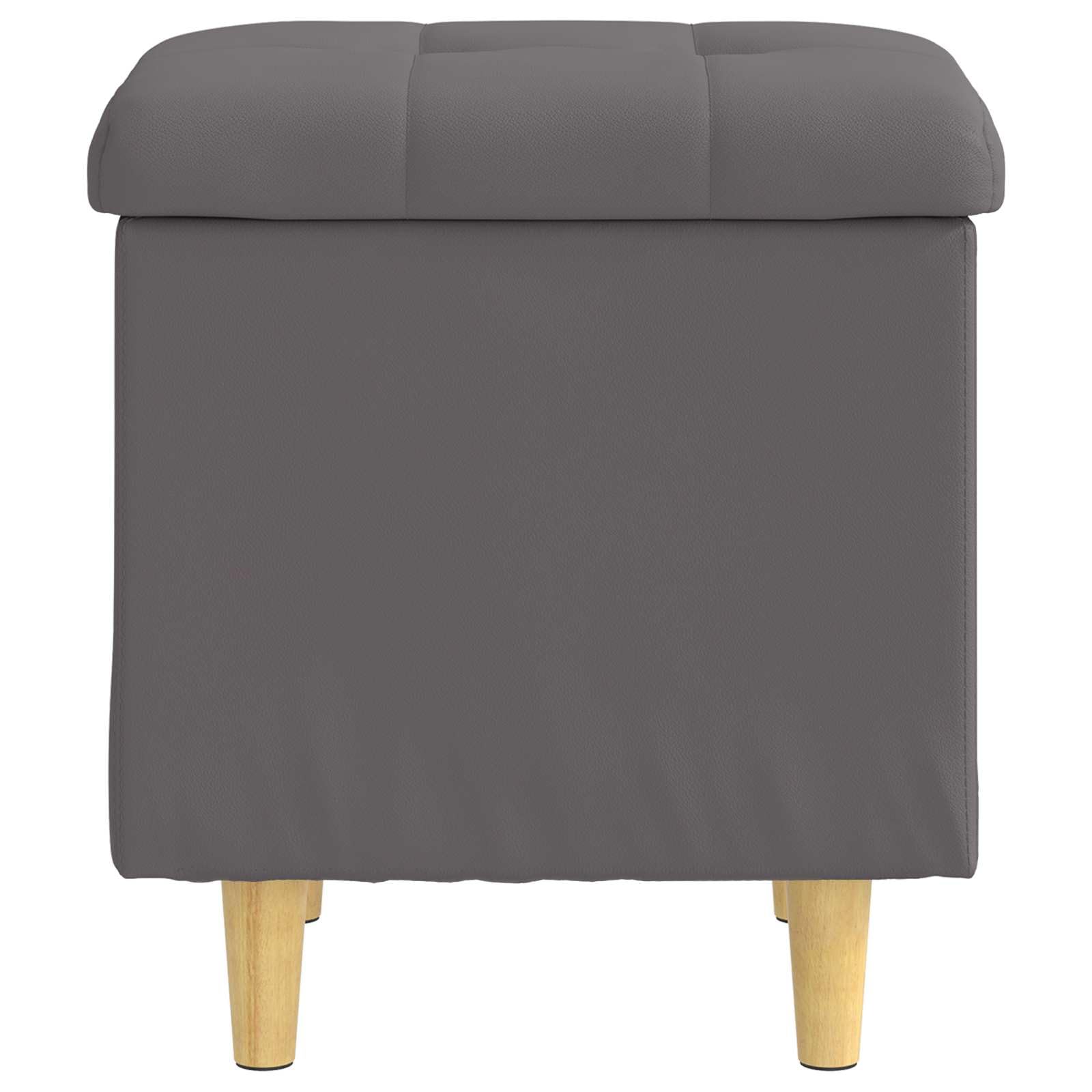 Sottomano grigio in ecopelle, 40 x 40 x 45 cm, con vano portaoggetti, seduta e gambe stabili, per soggiorno, cucina, sala da pranzo, lounge