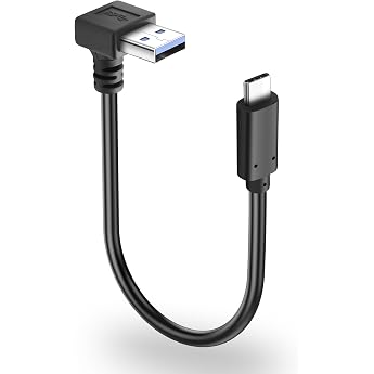 90 Degree USB to USB-C 3.0 Cable 5Gbps Data Transfer and 3A Fast Charge for Phone 16/15 Tablet Laptop Car 25 cm Up Angle