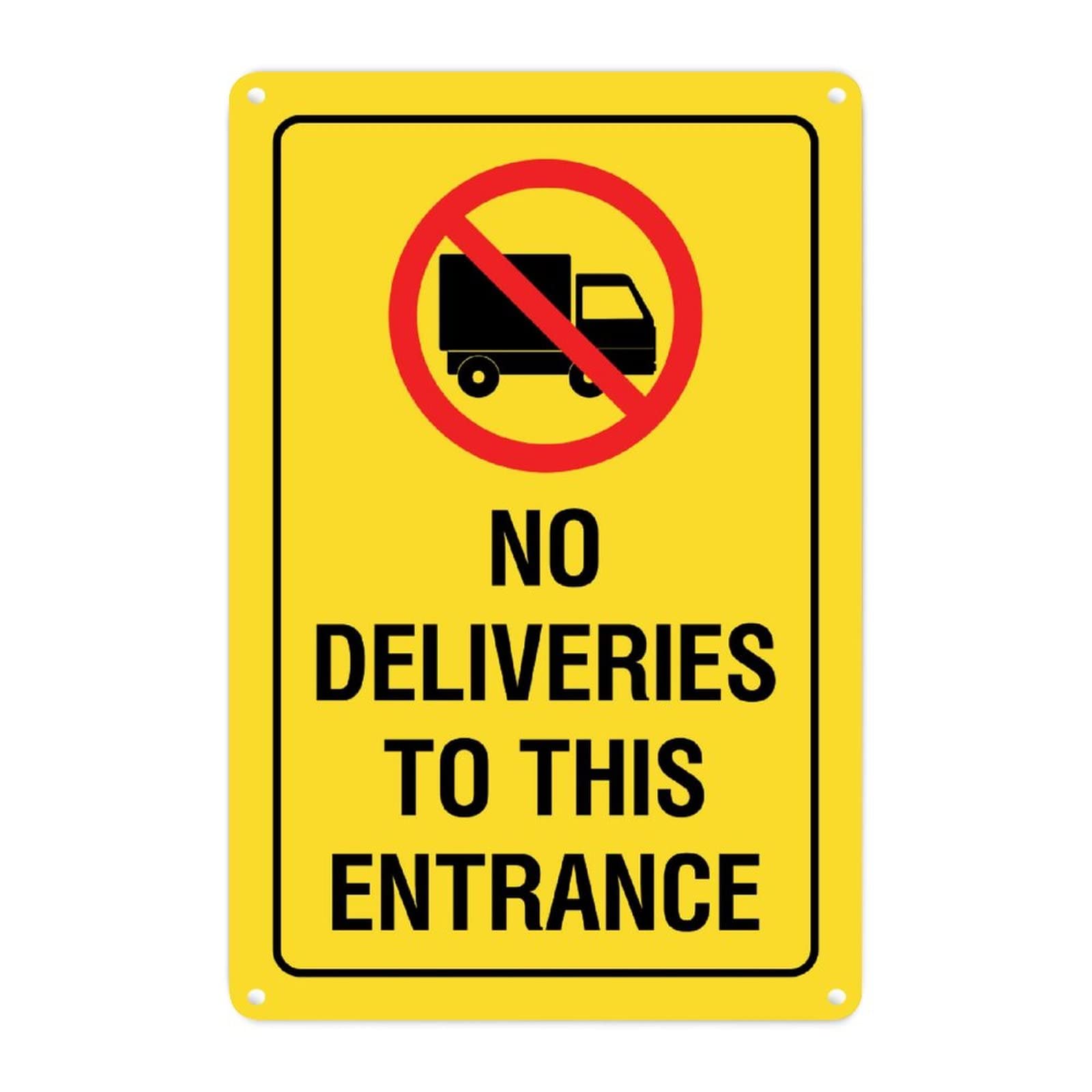 WoGuangis Safety Warning Metal Plaque Tin Sign No Deliveries to This Entrance Metal Plaque Sign Warning Sign Wall Decoration Plaques for Garden Driveway High Way Gate 8x12in