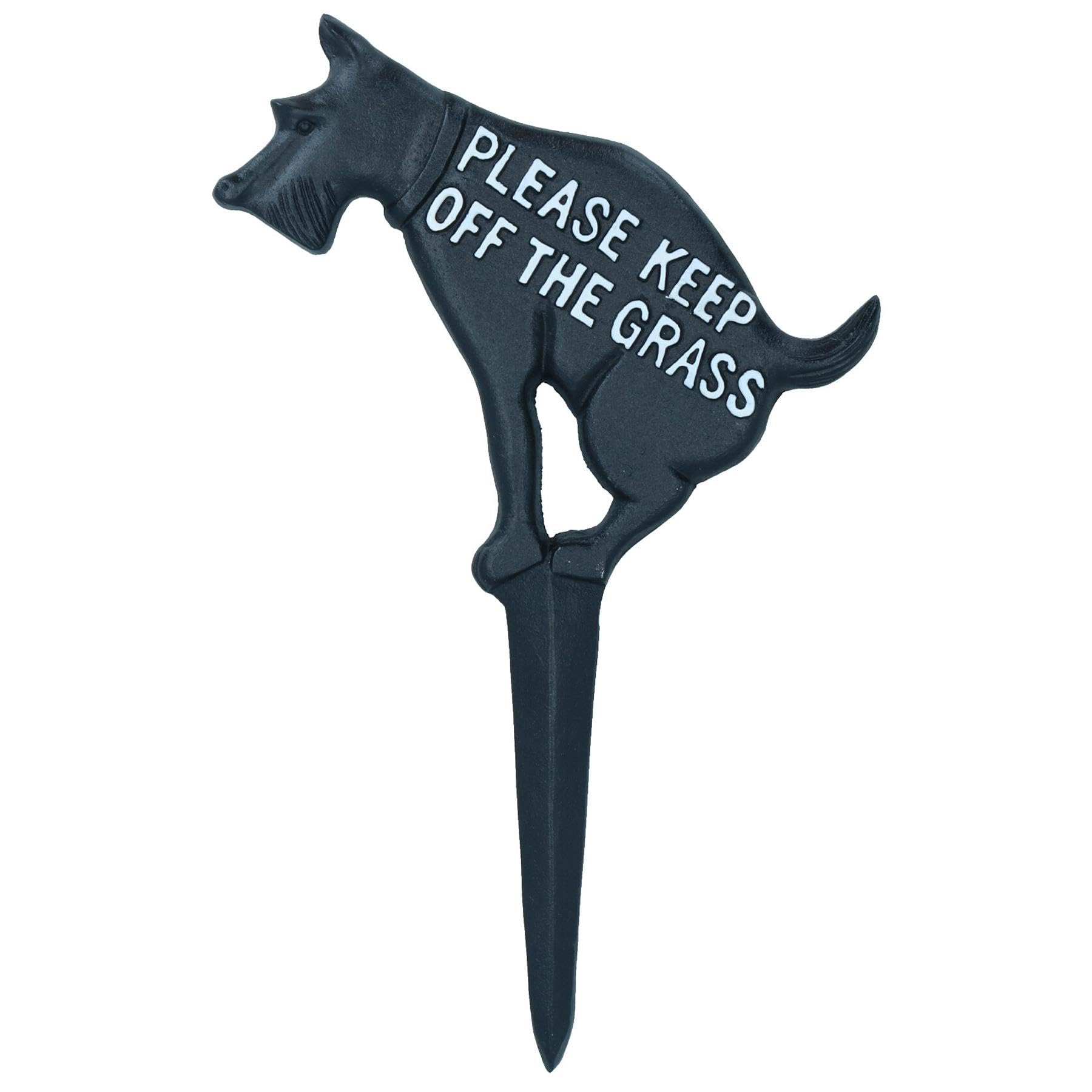 Keep Dog Off The Grass Warning Sign Plaque Stake Cast Iron Garden Lawn 1PK