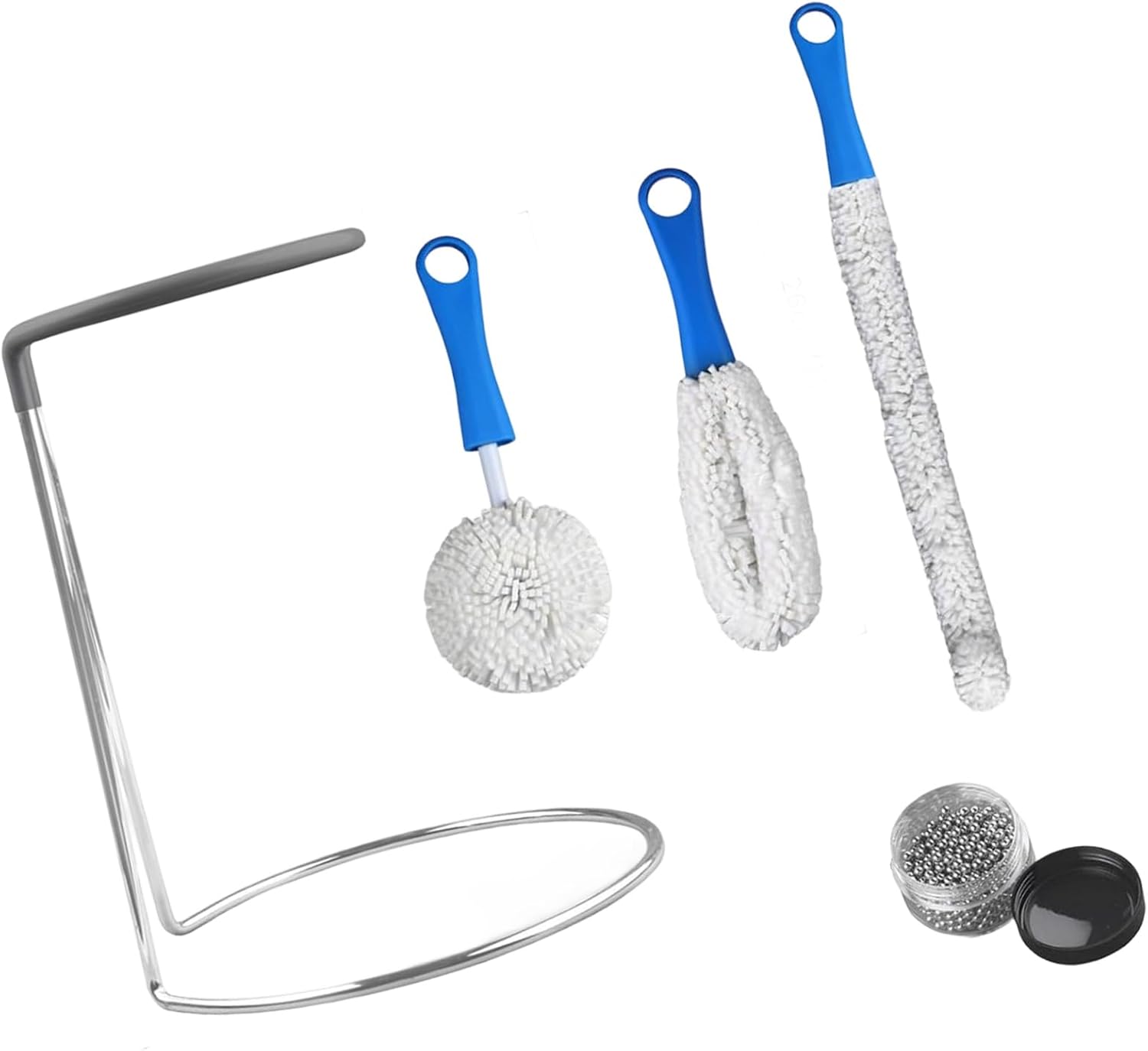 Multi Purpose Wine Accessory Combines Drying Stand and Full Rotation Brushes Wine Bottle Set