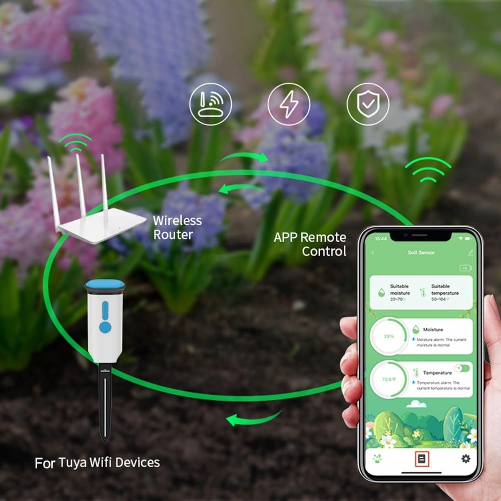 Medidor de sensor de humedad del suelo, higrómetro Wifi sensor de humedad ForTuya, para patio, granja, jardín, plantas de césped interior y exterior