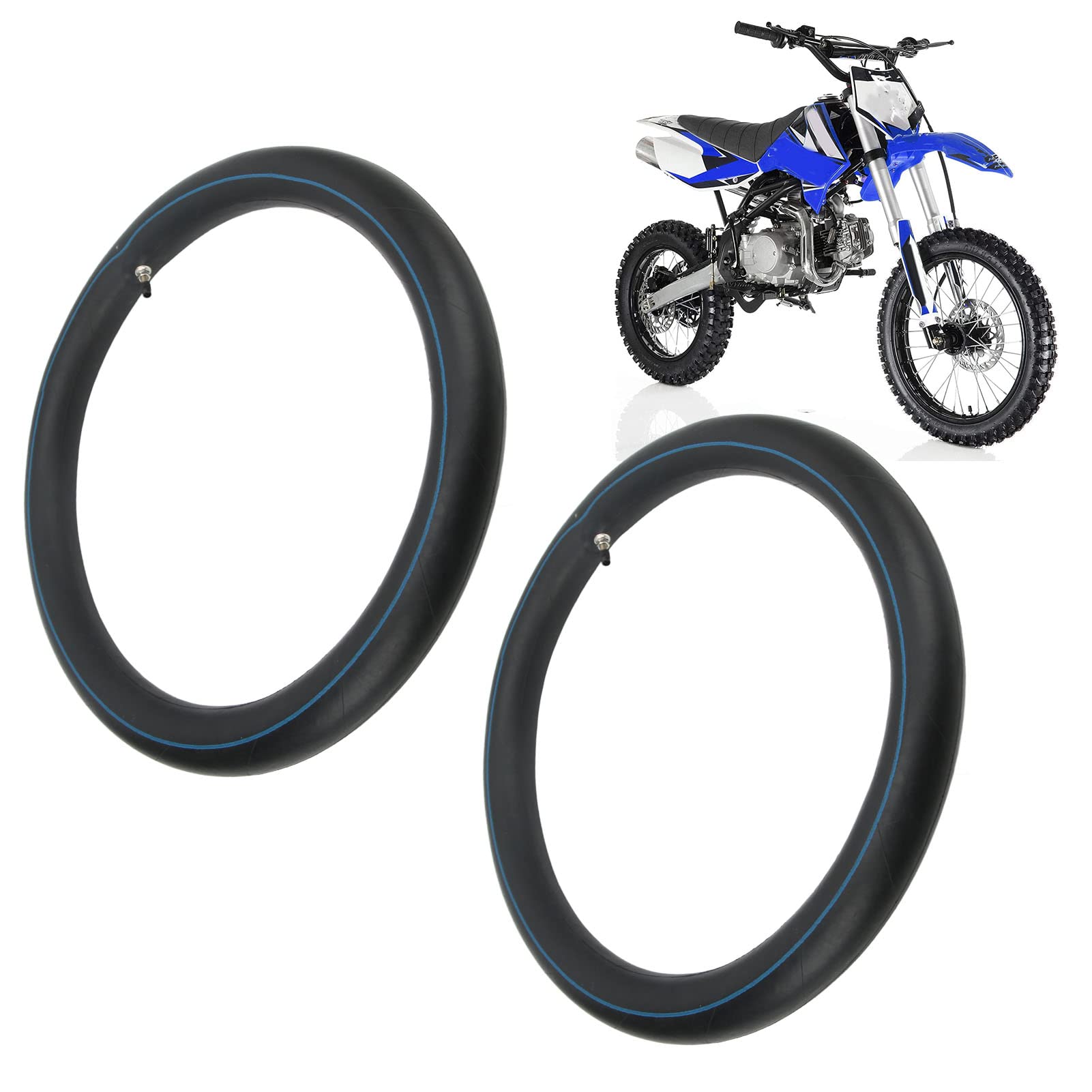 2,50-18 2,75-18 3,00-18 Tube Intérieur pour 80/90-18 80/100-18 90/90-18 Motorcycle avec Tige de Soupape Droite TR4 pour Moto Hors Route du Vélo de la Route, 2 Pcs