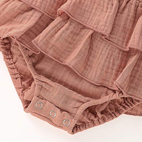 Douhoow Infant Baby Girl Romper Baby Ruffle Bodysuit Jumpsuit One-Piece Cotton Linen Clothes4