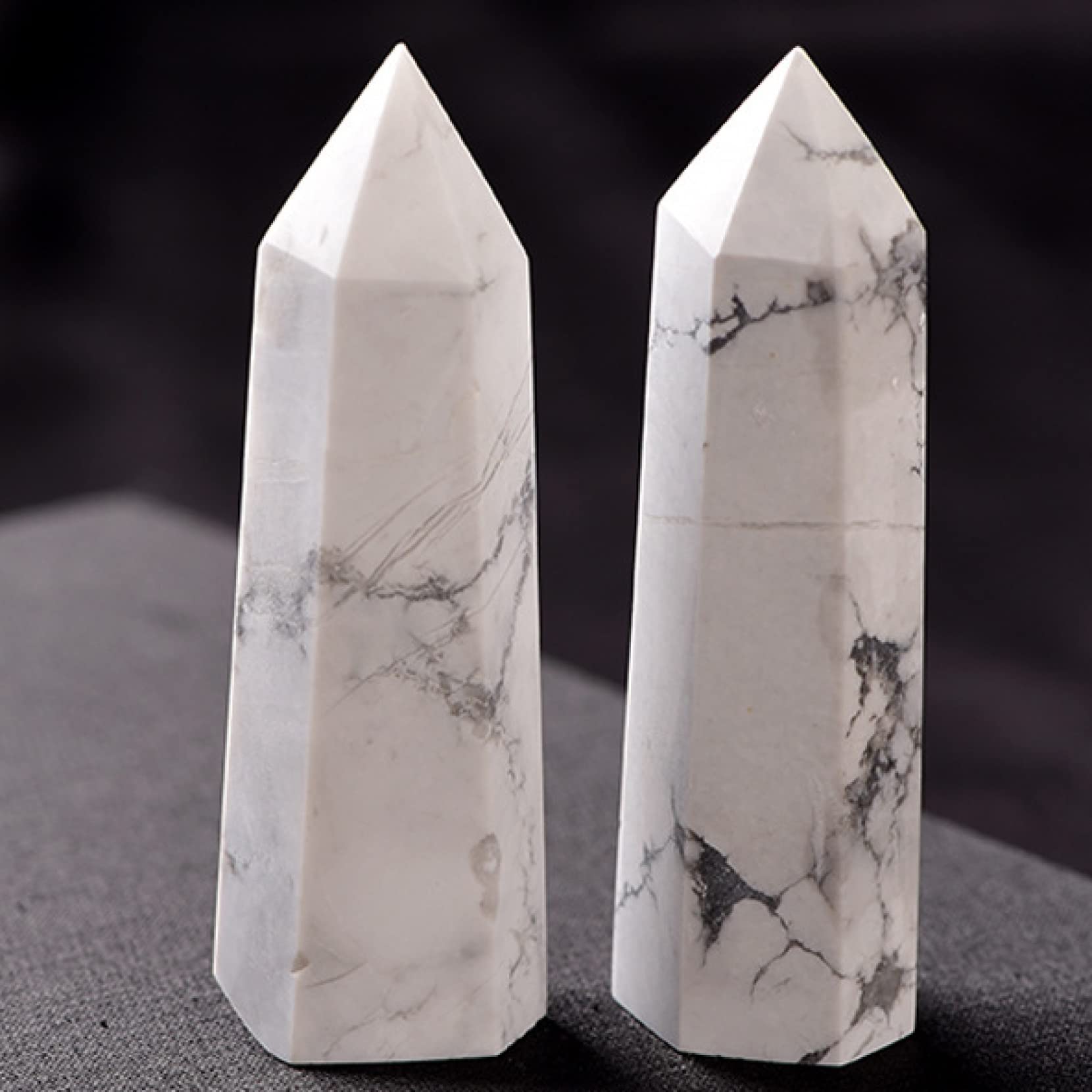 SnamicE Natural crystal rough 1PC Natural White Turquoise Crystal Point Stone Ornaments Crystal Quartz Obelisk Statue Home Office Decoration,White Turquoise-1.97-2.36in