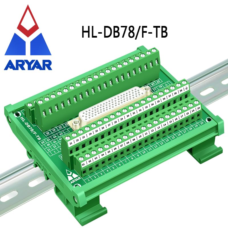 Wiring Connecting Terminals - Servo DB78 Female DIN Rail Mount Interface Module, DB78 Female Breakout Board, DB78 Female to Screw Terminal Block