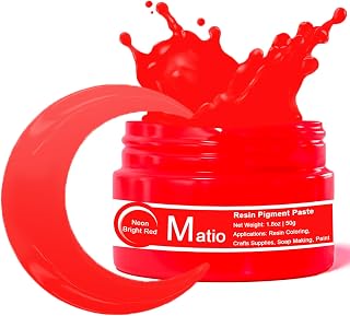 Matio Neon Bright Red Resin Pigment Paste, 50g - Tint for Epoxy Resin, Paint, Jewelry, 3D Coasters