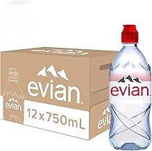 Evian Natural Mineral Water 750ml Sports Cap (Pack of 12 x 75cl)