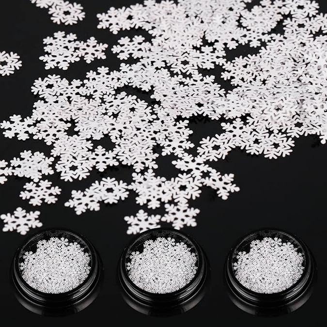 300 Pcs Mini Snowflake for Craft 0.2 Inch Christmas Embellishment Tiny Snowflake Ornaments Little Snow Flakes Pieces for DIY Craft Supplies Winter Party Home Decor