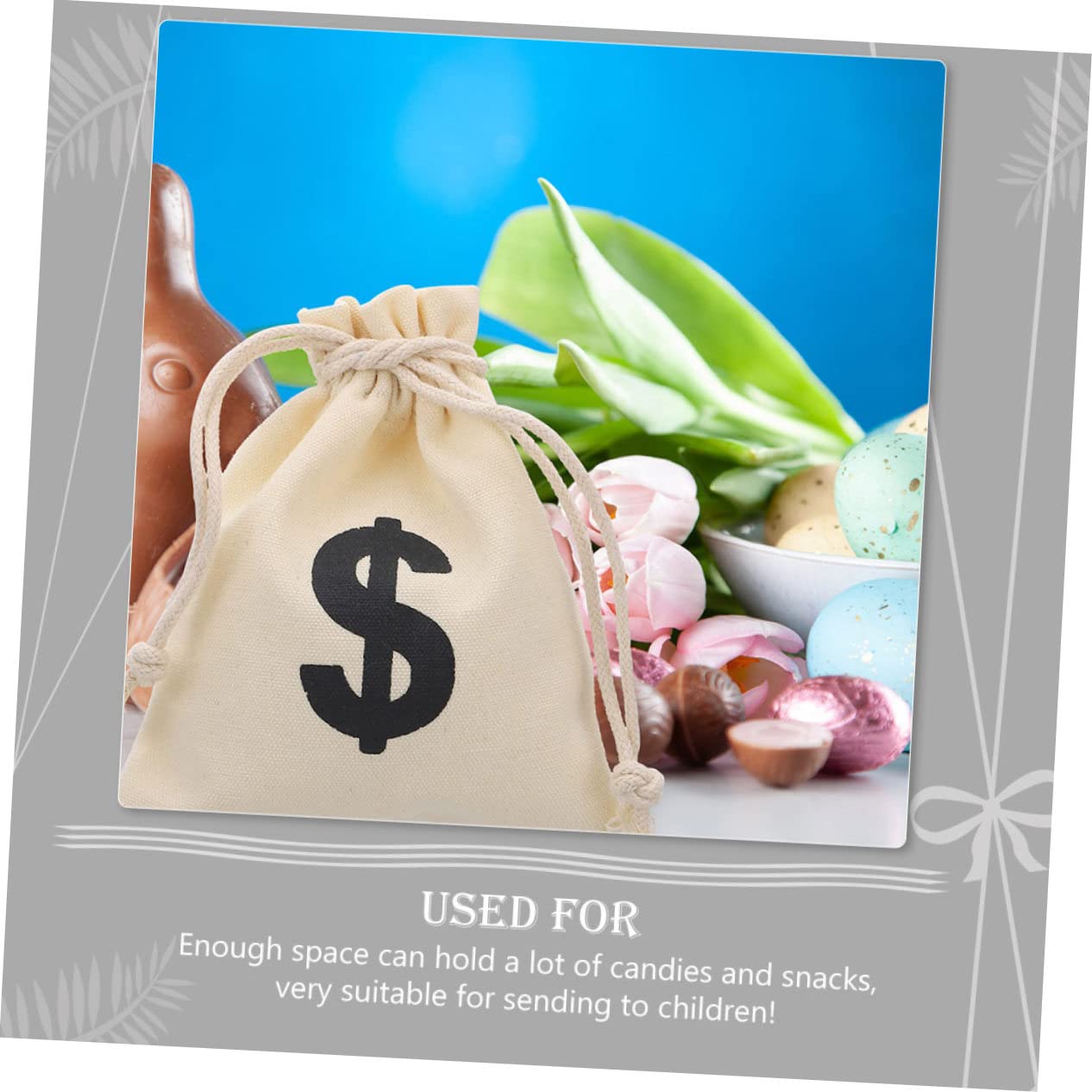 PERSELOSO Bolsas de Lona Cordón de Algodón Beige 10 Diseño de Letras Almacenamiento de Dulces y Snacks Bolsitas de Obsequio para Fiestas