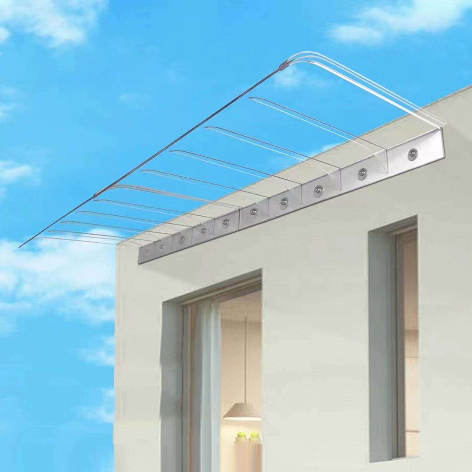 Invisible Front Door Canopy Without Support,Curved Window Door Canopy,Transparent Roofing Rain Shelter,Patio Porch Awning Canopy,for Garden Balcony Eaves,62 Sizes (40x270cm/16 X106 - View #3