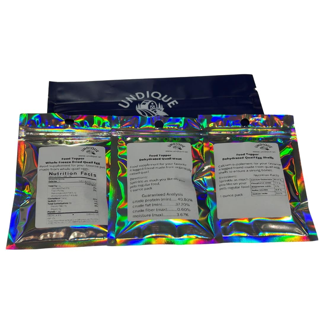 Undique Quail Dust Dog Food Topper & Cat Food Topper - Natural Pet Food Seasoning with Quail Eggshells & Meat & Egg, Rich in Protein, Calcium, Vitamins & Minerals for Enhanced Digestion & Bone Health