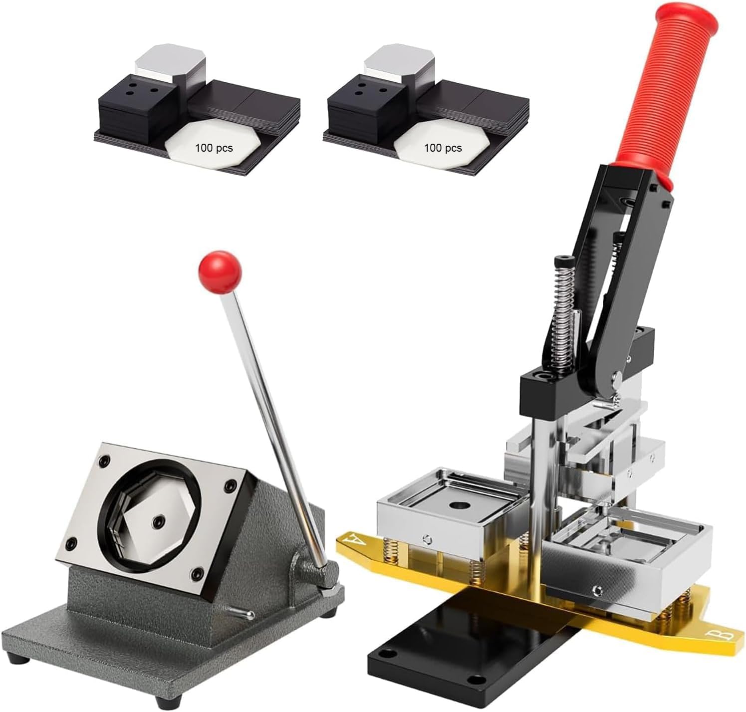 Square Magnet Maker Machine 2x2inch, Photo Fridge Sticker Press + 100 Acrylic/Cardboard Materials, Create Personalized Gift Magnets with Ease