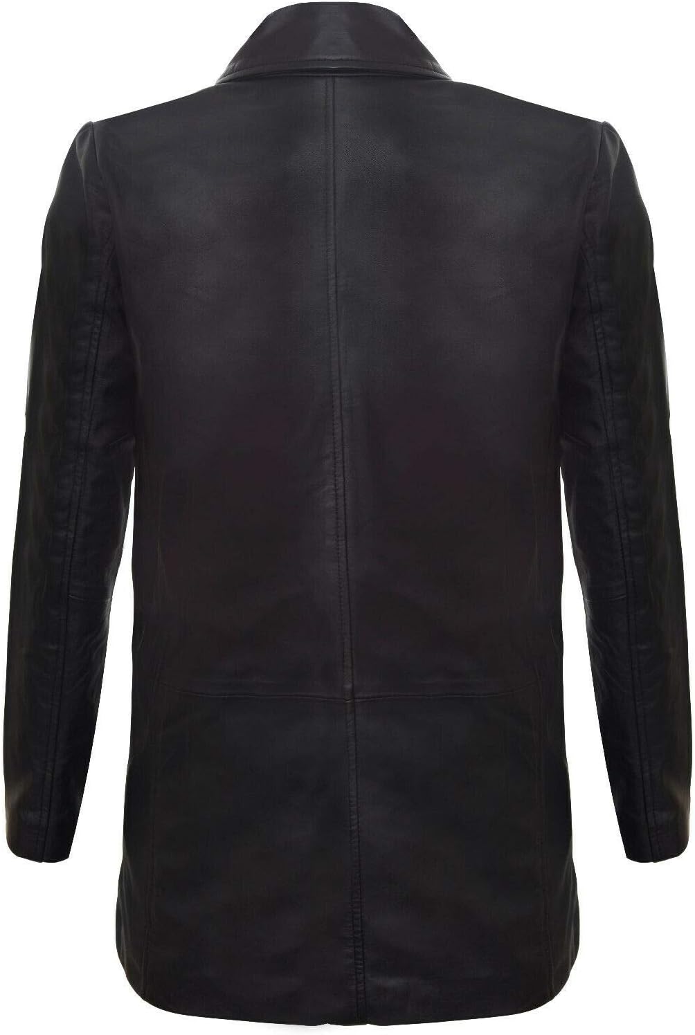 Mens Longh 3/4 Black Cromby 3 Button Lamb Nappa Leather Blazer Classic Retro Harrington Coat Jacket