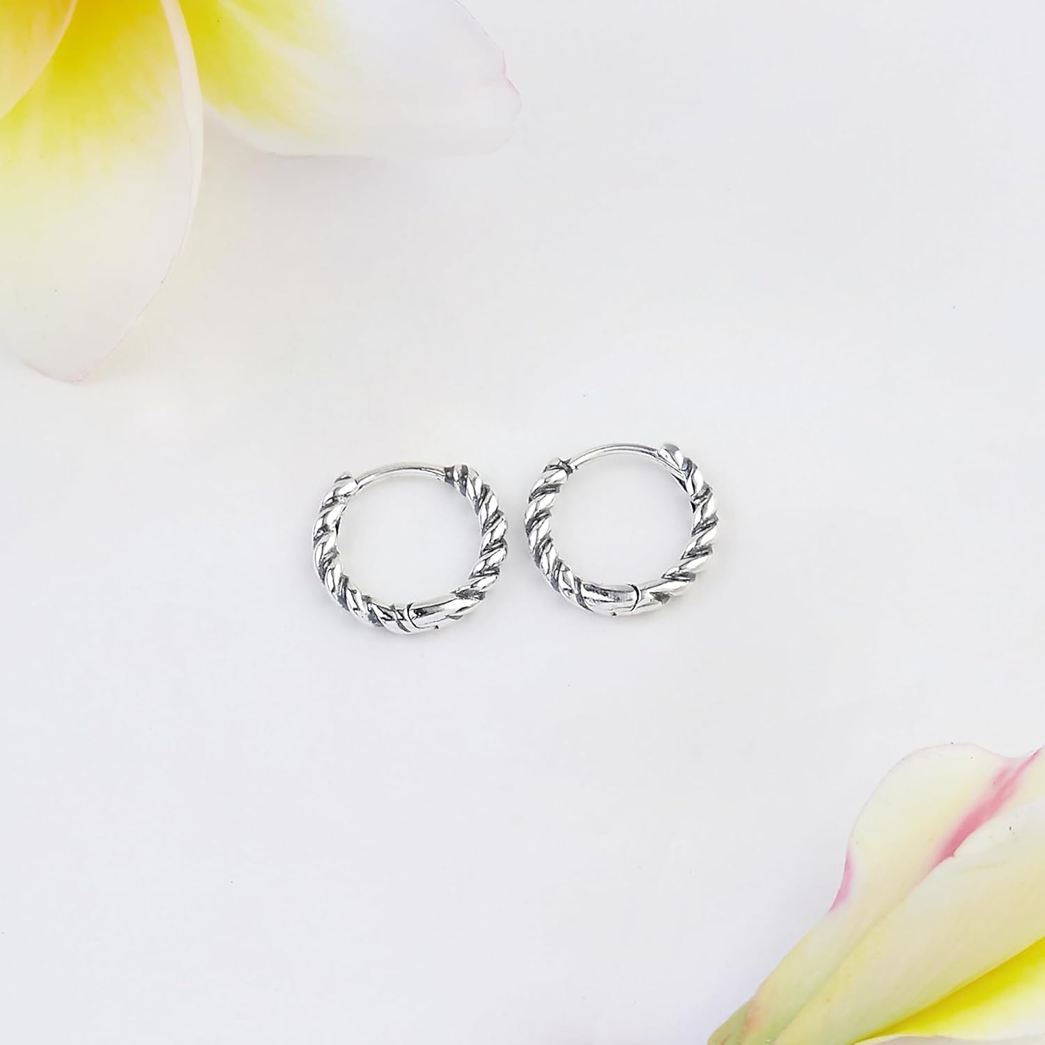 Boma Jewelry Sterling Silver 1/2 Inch Braided Huggie Hoop Earrings