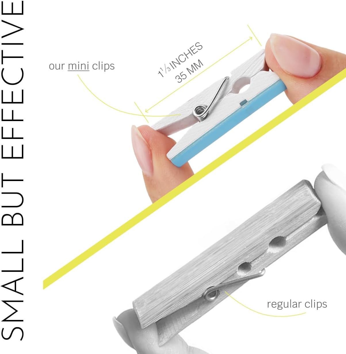 Confezione da 50 mini clip autoadesive per foto, in legno bianco, per appendere foto, poster, biglietti fotografici, espositori e lavagne fotografiche, decorazioni per la stanza