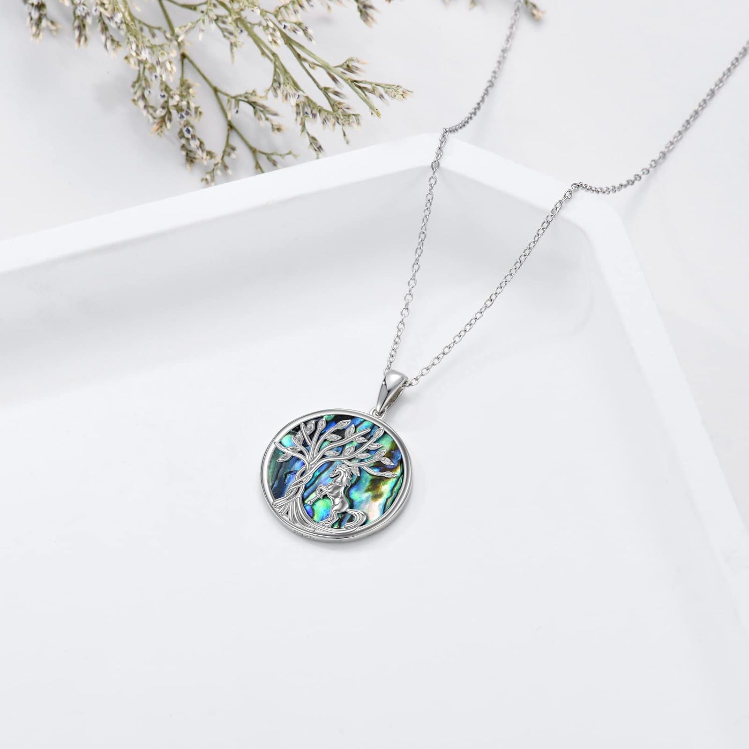 TOUPOP Tree of Life Animal Necklace 925 Sterling Silver Crystal/Abalone Shell Animal Pendant Jewelry Birthday Mothers Day Gifts for Women Mom Wife Her - Image 5