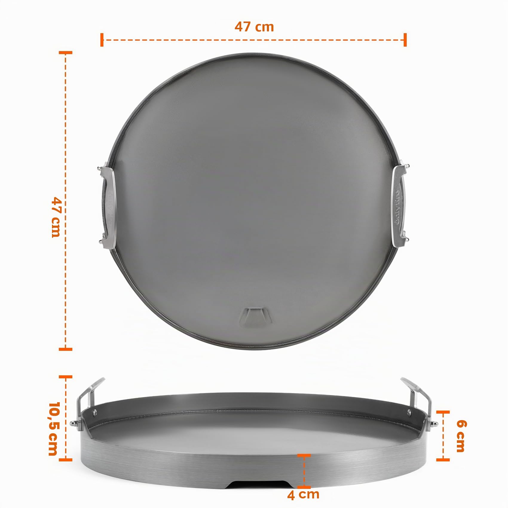 Onlyfire Ø 47 cm Plaque Plancha pour Big Green Egg et Kamado Joe, Plaque de Cuisson avec Poignée