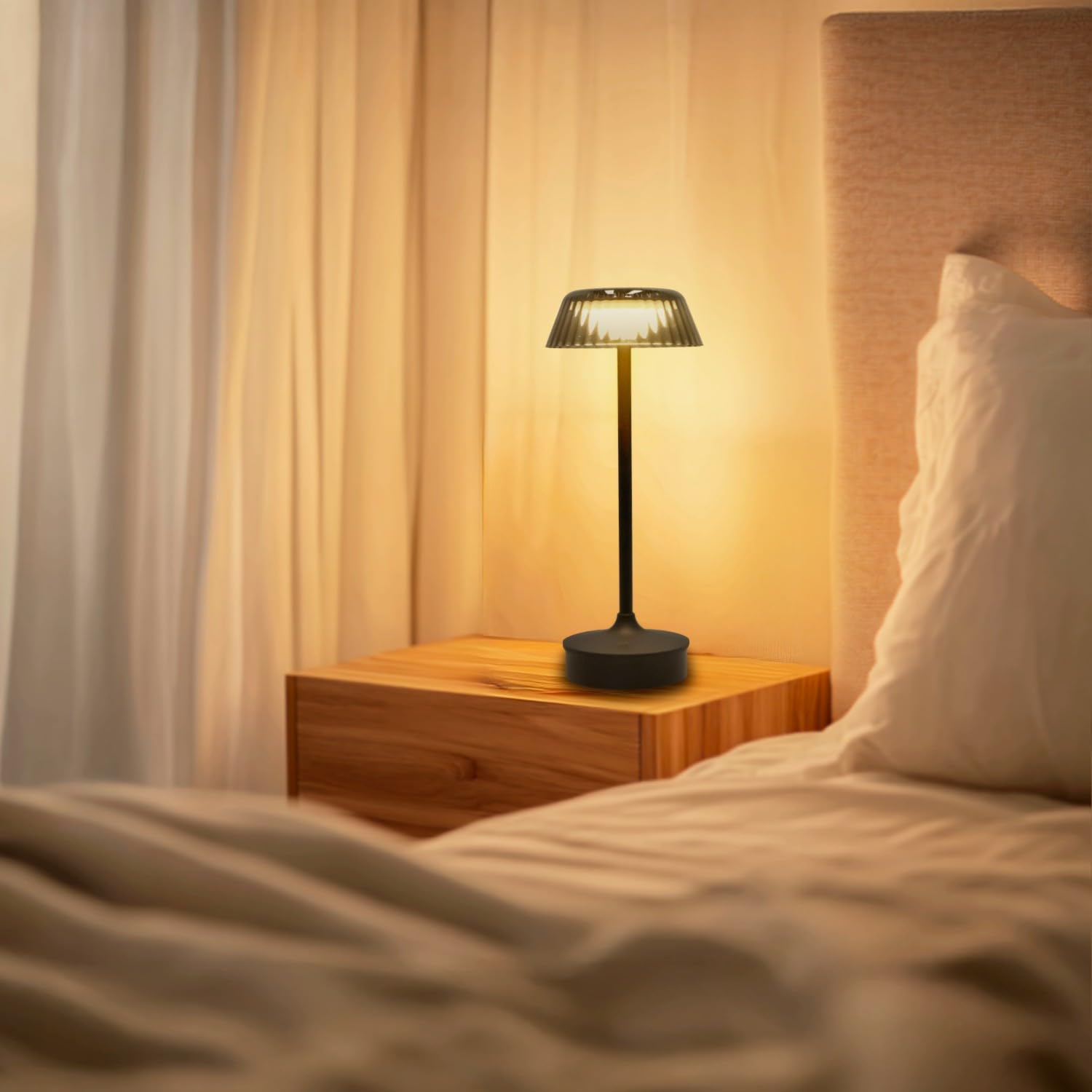 M mimotec - Irina 2W Black LED Table lamp, Rechargeable, dimmable, 3 Color temperatures (3CCT), IP44, 1200mAh Battery, USB Cable Included