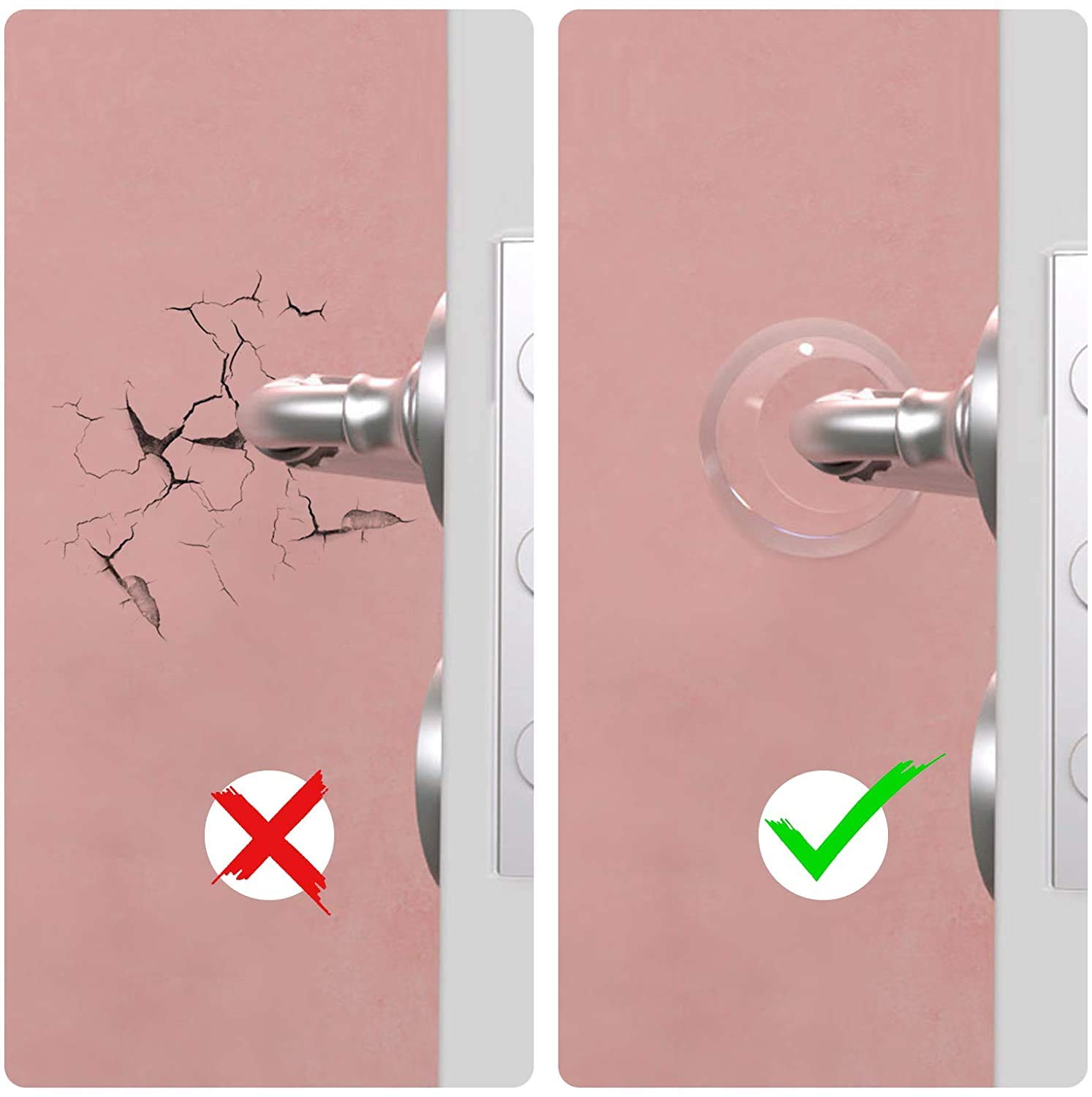 Set 4 Fermaporta Autoadesivi In Silicone - Protezione Pareti E Maniglie, Diametro 5 Cm, Adesivo 3M - Foto 11