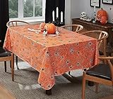 Newbridge Halloween Orange Scary Spiders Web 52 x 70 Inch Rectangle Vinyl Tablecloth with Flannel Backing