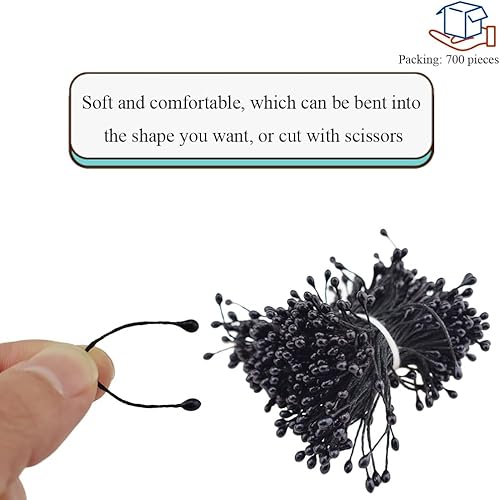 Miniatura 140 de HAHIYO 700 piezas de 0.118 in de perla amarilla de doble cabeza de estambres de flores Pistilo hecho a mano, flores artificiales para flore Amarillo