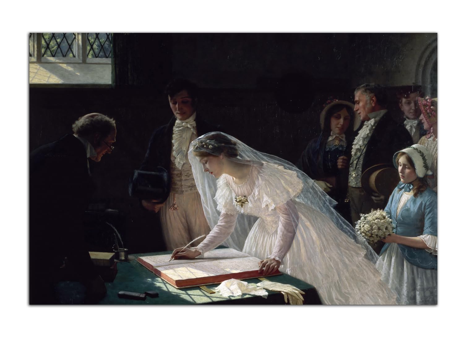 HOPHEMA Edmund Blair Leighton Painting The Wedding Register Poster Print Canvas Wall Art Decor Picture (8x12inch(20x30cm),No Framed)