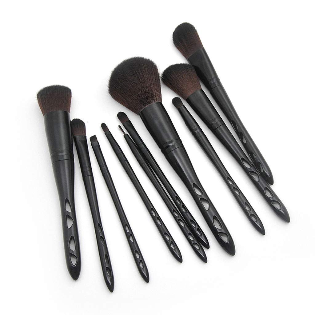 Set di pennelli per Trucco cosmetico, Sopracciglia, guance, ombretti, Eyeliner, Polvere, 10 Pezzi, Nero