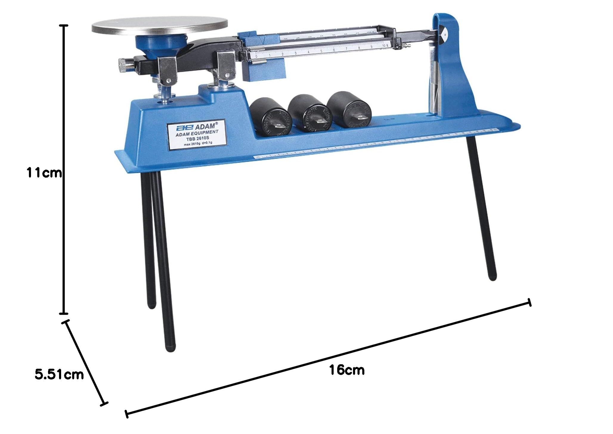 AE ADAM TBB 2610S Balanza de Triple Brazo con Capacidad de 2600g y Legibilidad de 0.1 g