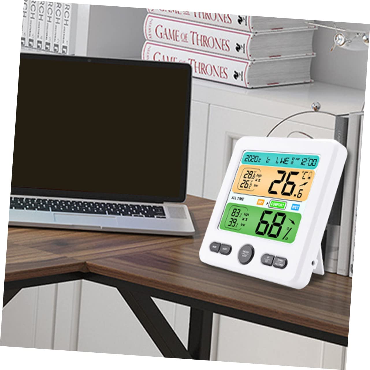 WOONEKY Reloj Termómetro Higrómetro Digital Medidor de Humedad y Temperatura para Uso Doméstico Monitor de Temperatura Ambiente Habitaciones
