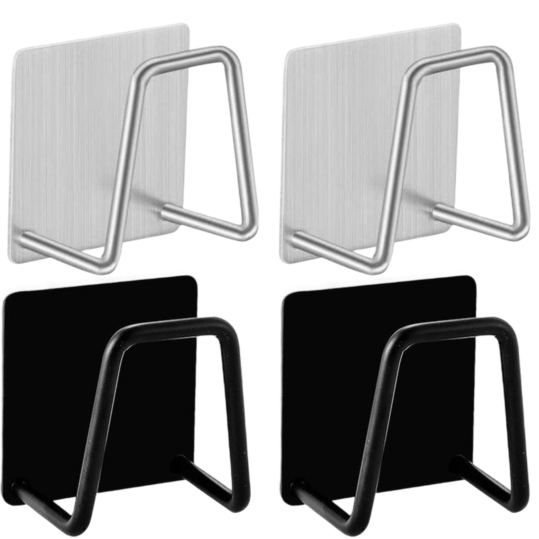 Licsaliwe Stainless Steel Sponge Holder, 4PCS Self-Adhesive Wall Mounted Sink Caddy for Kitchen and Bathroom