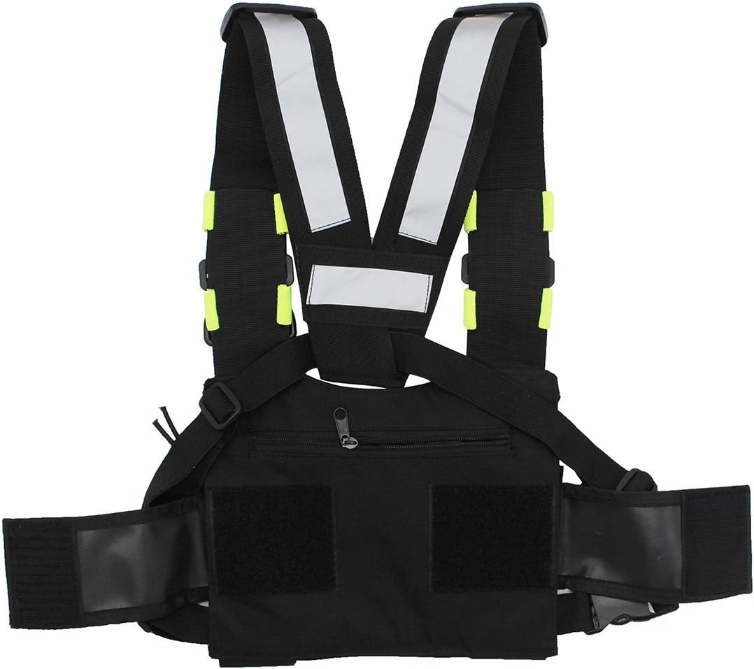 Universal Radio Harness Chest Rig Bag Pocket Pack Holster Vest Fluorescent Green for Two Way Radio