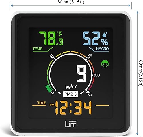 Miniatura 7 de LFF Monitor de calidad del aire, detector PM2.5, monitor de calidad del aire interior, probador de temperatura y medidor de humedad, pantalla a