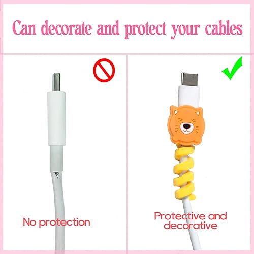 Miniatura 3 de Paquete de 10 protectores de cable de silicona de animales lindos protectores de cable de carga USB universales para teléfono y tableta, adorable