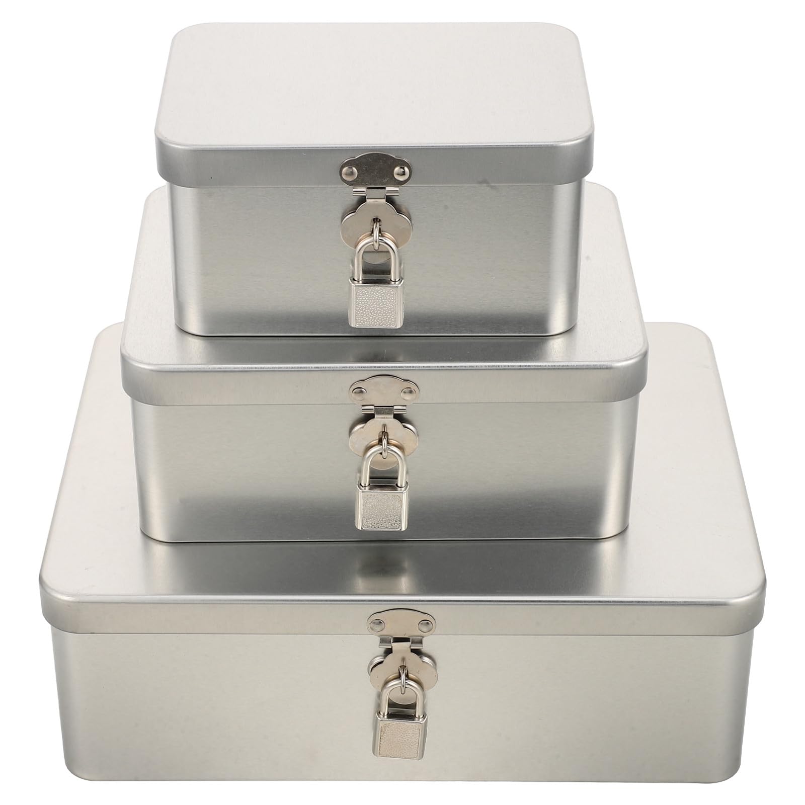 UKCOCO 3-teiliges Set Metallbehälter mit Deckel, rechteckige leere