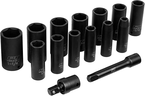 Miniatura 2 de Performance Tool M797 - Juego de 15 piezas de impacto SAE de 12 pulgada, kit de herramientas resistentes de grado profesional para uso automotriz e