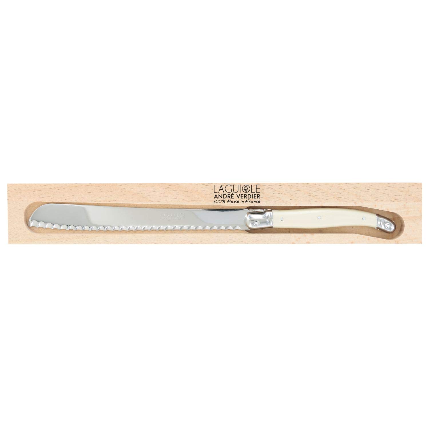 Andre VerdierNew Laguiole Bread Knife in Tray (Ivory)