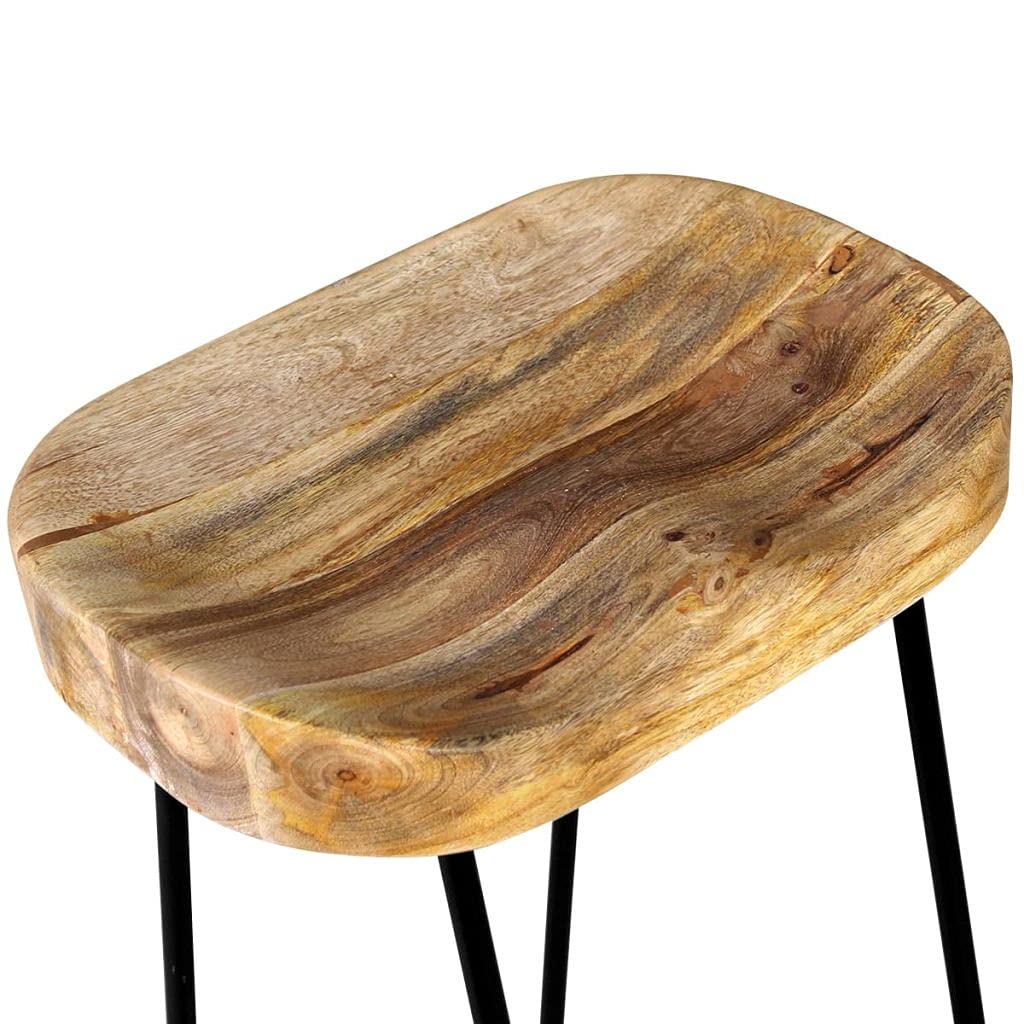 Taburetes de Cocina 2 Unidades Madera Maciza de Mango Taburetes Bajos Cocina