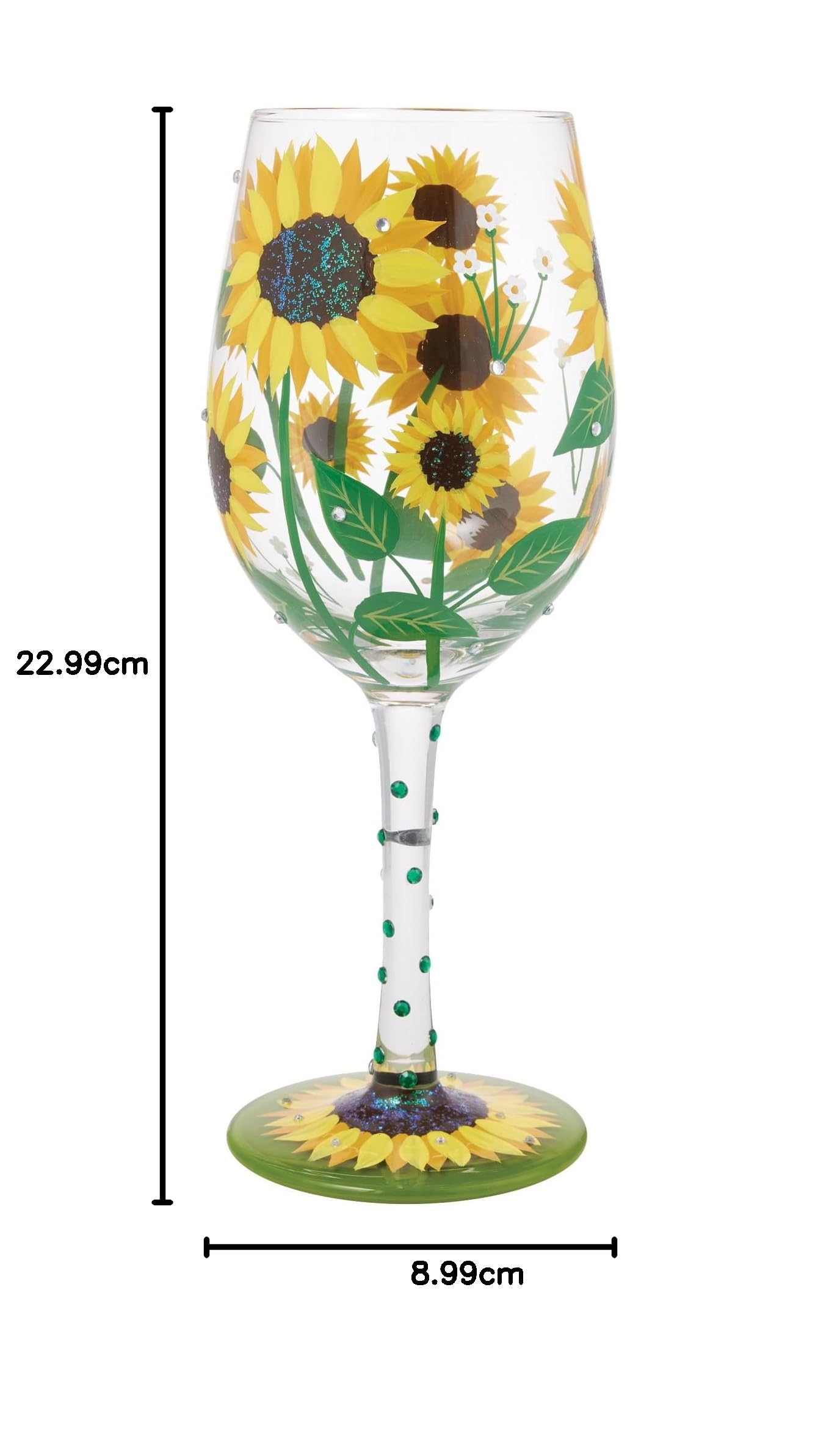 Enesco Lolita - Copa de vino artesanal pintada a mano con girasoles, 15 onzas, multicolor