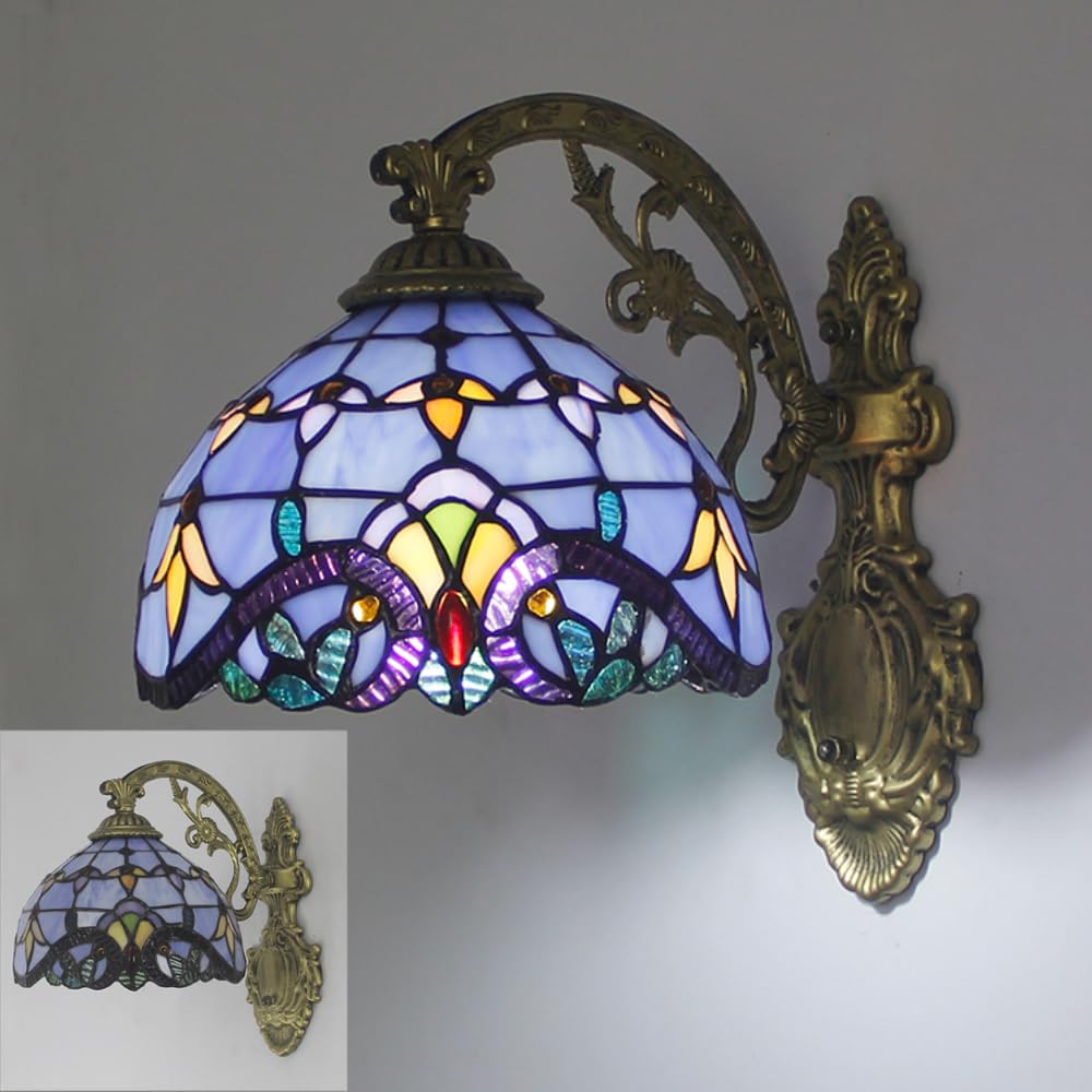 XINYASEE Creative Wall lamp, Tiffany Style Colored Glass Wall lamp, Living Room, Bedroom, Bedside, Corridor, Restaurant lamp, E27 Pure Handmade, Wide Range of Applications (B)