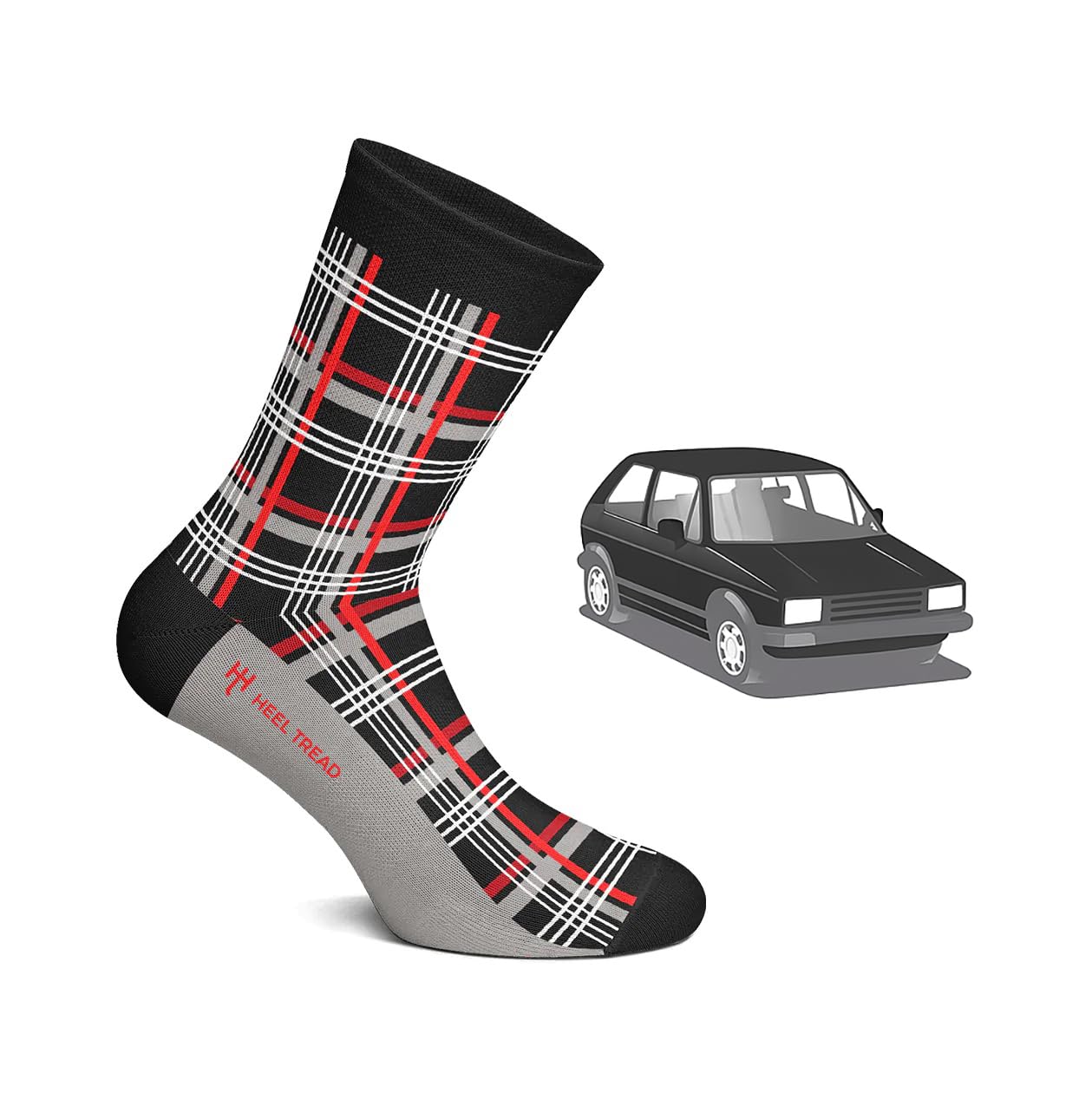 Heel Tread Car-Inspired Socks – Sport Turbo Hatch Hatchback GT German Style (Large (US 8-12))