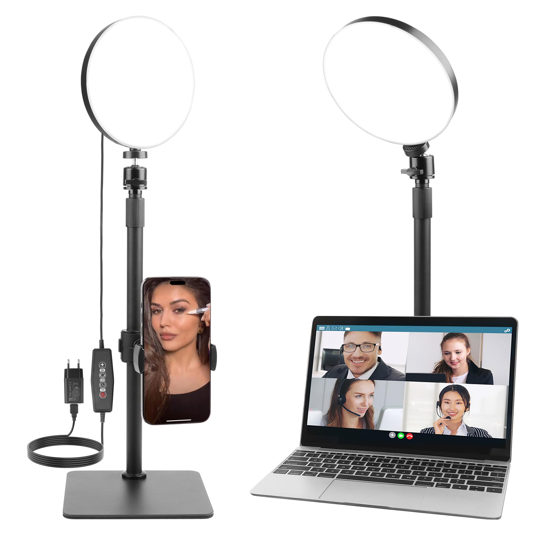 Aogled Luce Video LED per Videoconferenze Zoom Meeting Online con Supporto Telefono 3 Modalita Colore 5 Livelli Luminosita Alimentazione USB per Streaming Live Webcam Home Office Selfie Professionale