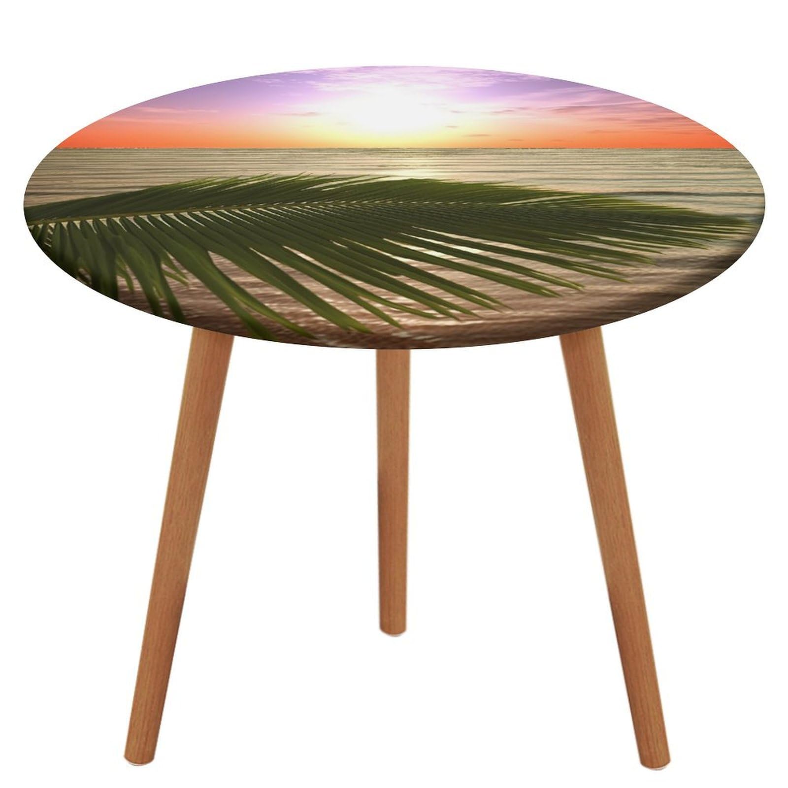 Nappe de cuisine ronde motif palmier pour repas de fête et table extensible
