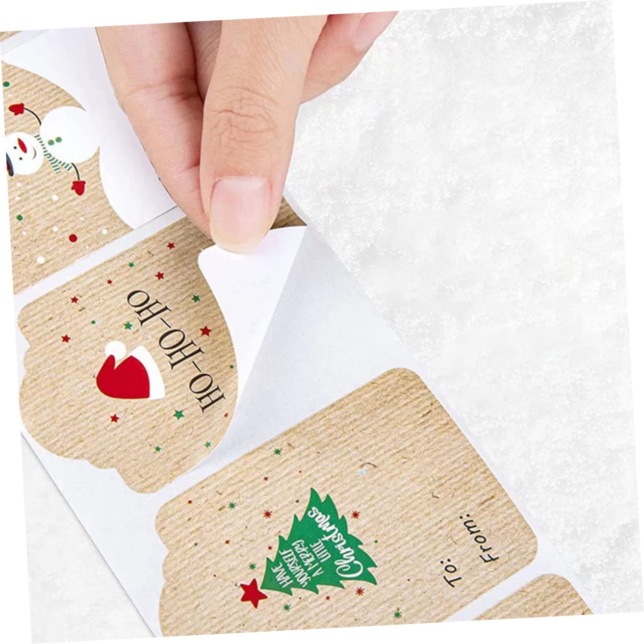 Housoutil 3 Adesivi Natale Carta Kraft Autoadesivi Rettangolari per Regali e Decorazioni Festive Etichette Natalizie Self Adhesive per Biglietti e Confezioni