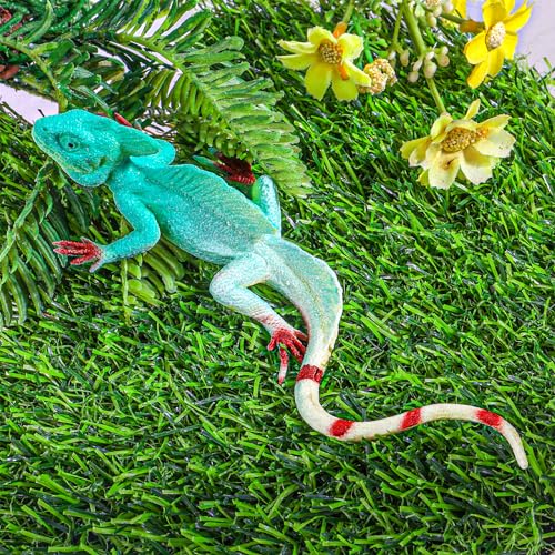 Amabro Chamäleon, Chameleon weiche Gummi Reptilienfigur, Realistische Eidechsenfiguren elastisches Gummitiere Kuscheltier Eidechsenmodell lebensechtes Reptilienspielzeug für Geburtstagsgeschenk