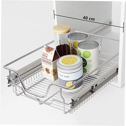 Miniatura 2 de 2 cestas multiusos, organizador de cajones de alambre extraíbles de 1.57 pulgadas para cocina, baño, hogar, color plateado