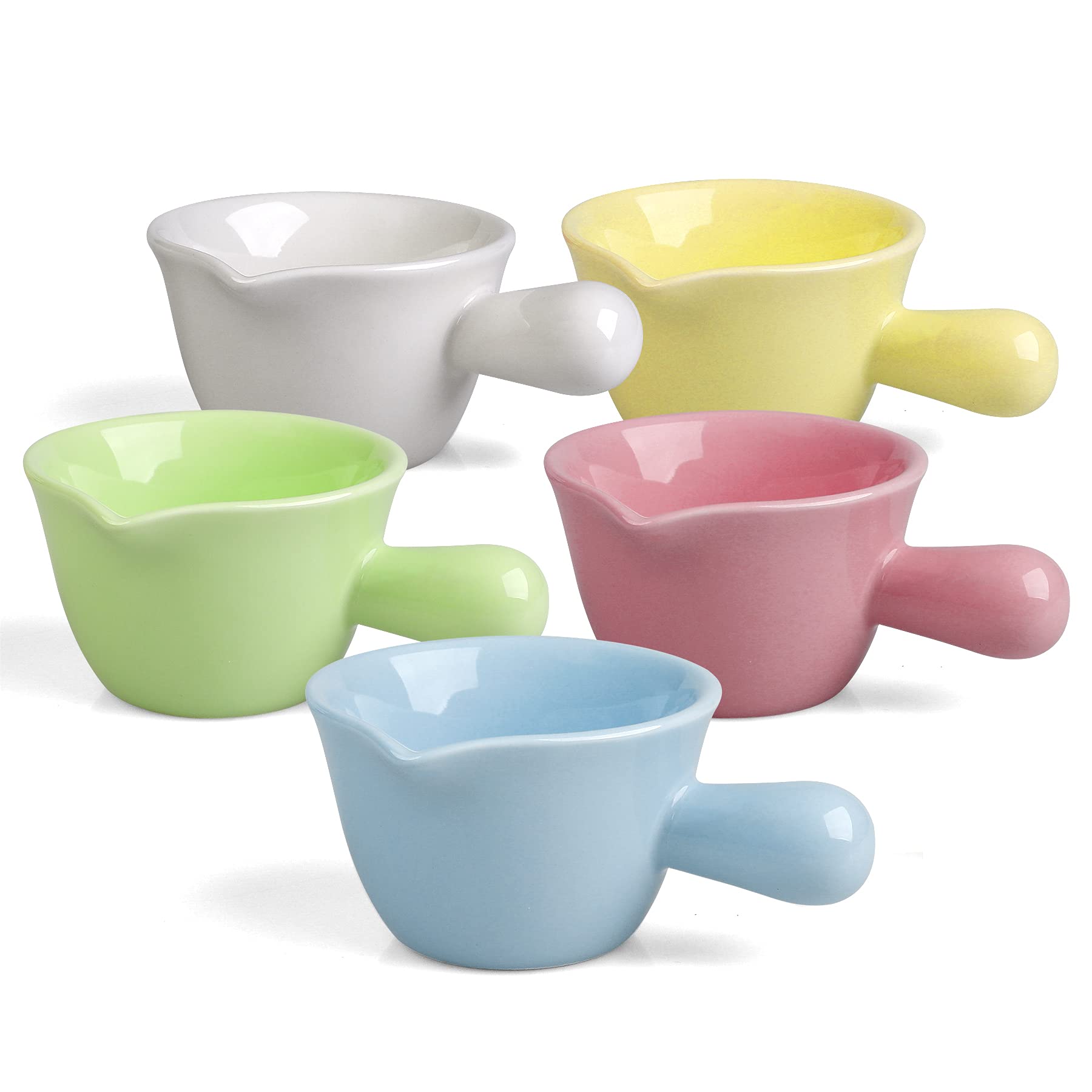 Flexzion Set 6 Ciotoline In Ceramica Con Manico - Rosa, 85g - Ideali Per Salsa, Condimenti, Antipasti - Lavabili In Lavastoviglie