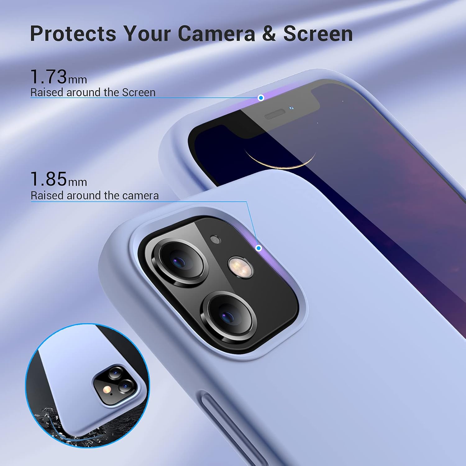 Elando Compatible with iPhone 12 Case and iPhone 12 Pro Case, Liquid Silicone Slim Shockproof Phone Case with Anti-Scratch Microfiber Lining, 6.1 inch, Violet